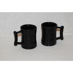 Vintage Frankoma C3 Black Coffee Mugs - Set of 2